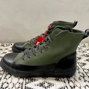 Hunter Green Black Canvas Rubber Sole Rain Boots